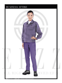 浅紫色长袖女款工程服款式设计图1098