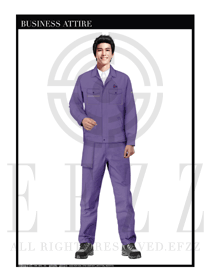 时尚紫色男款长袖车间工作服装制服设计图1099