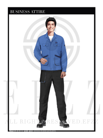 天蓝色男款长袖车间工作服装制服设计图1101