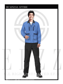 天蓝色长袖男款工程服款式设计图1102