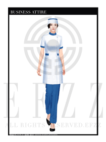 白色短袖长裙款按摩技师制服设计图1380