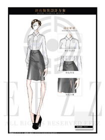 时尚白色短裙款职业装大堂经理制服设计图1014