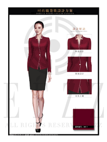 枣红色韩版女秋冬职业装制服款式设计图1401