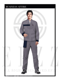 时尚灰色立领男款4S店工作服款式设计图1113