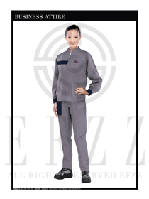 时尚灰色长袖女款工程服制服设计图1114