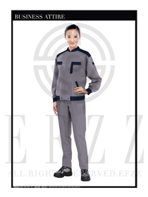 时尚灰色女款4S店工作服款式设计图1116