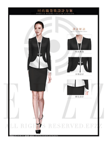 黑色OL女职业西裙套装制服设计图1402