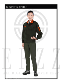 时尚墨绿色长袖女款工程服制服设计图1120