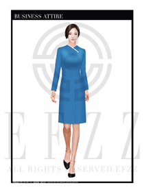 时尚蓝色长裙修身款按摩技师制服设计图1404