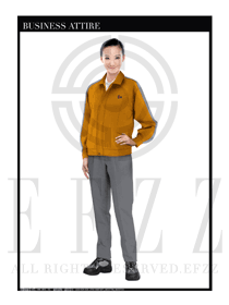 橙色长袖女款工程服装款式设计图1128