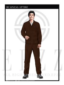 时尚咖啡色长袖男款工程服装制服设计图1129