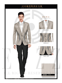 时尚卡其色韩版修身款男职业装西服服装款式图426