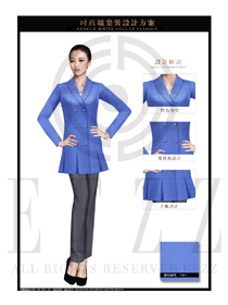 天蓝色女款珠宝营业员制服设计图1478