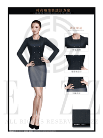 黑色职业套裙款珠宝营业员制服设计图1481