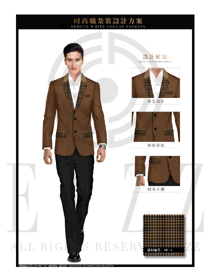 时尚咖啡色韩版修身款男职业装西服服装款式图438