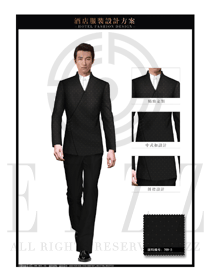 时尚黑色职业套装男款酒店大堂经理服装款式图1050