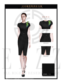 时尚黑色OL通勤装女职业装夏装服装款式图687