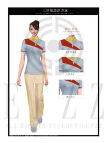 银白色女款工程服短袖制服设计图095