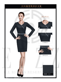 时尚黑色连衣裙款专卖店营业员制服设计图1495