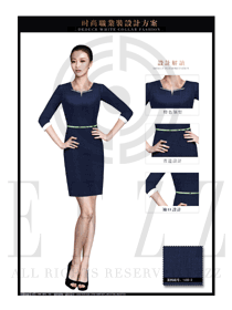 藏蓝色ol职业女装修身款专卖店营业员制服设计图1524