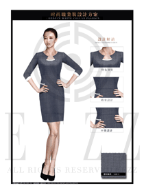 时尚灰色连衣裙款专卖店营业员制服设计图1527