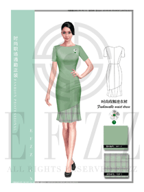 时尚浅绿色女职业装专卖店营业员制服设计图1539