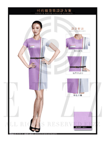 浅紫色连衣裙女职业装夏装制服设计图712