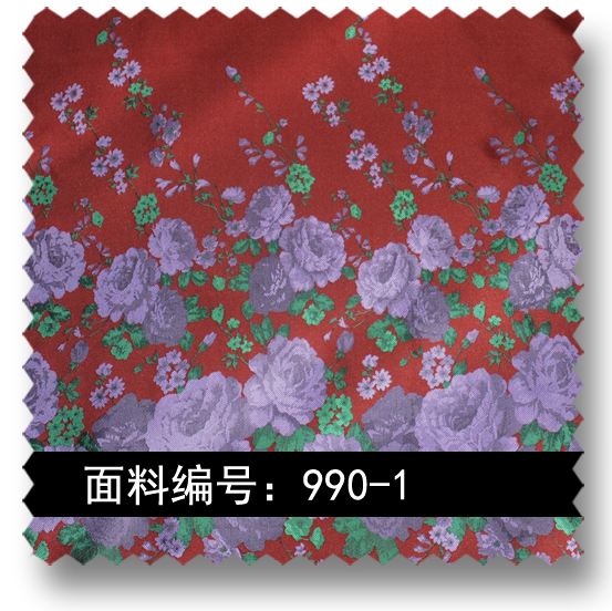 紫色月季定位花时装面料 990-1