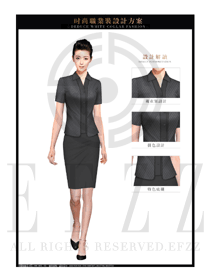新款黑色修身款女职业装夏装制服设计图723