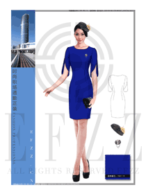 原创新款蓝色连衣裙款专卖店营业员制服设计图1561