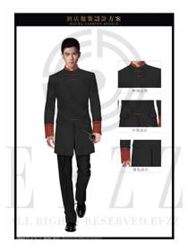 时尚黑色中式男款星级酒店门童制服设计图1240