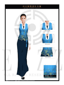 蓝色长裙款音乐西餐咨客服装款式图556