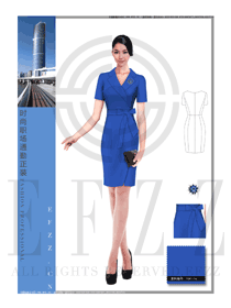 蓝色连衣裙款专卖店营业员制服设计图1563