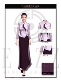 时尚浅紫色女款中餐迎宾制服设计图856