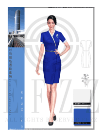 新款深蓝色女款专卖店营业员服装款式图1564