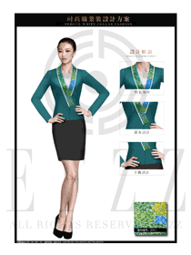 原创设计墨绿色女款酒店大堂经理制服设计图1113