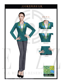 新款墨绿色长袖女款酒店大堂经理服装款式图1115