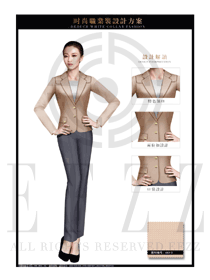 时尚卡其色韩版修身款酒店大堂经理制服设计图1123