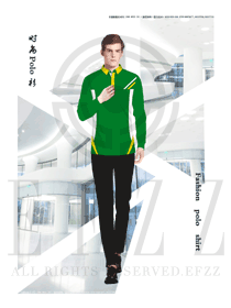 原创设计绿色短袖男职业装T恤服装款式图107
