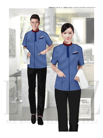 中式短袖男女款客房服务员服装款式图629