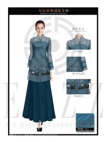 时尚长袖女款中餐服务员制服款式图1919