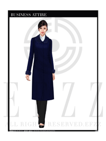 新款深蓝色女职业装OL大衣制服款式效果图187