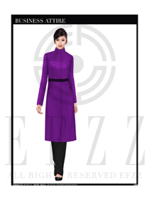 时尚深紫色女职业装OL大衣制服设计图186