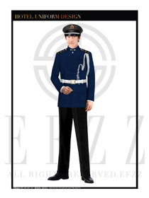 原创制服设计深蓝色男款猎装保安服装款式图291