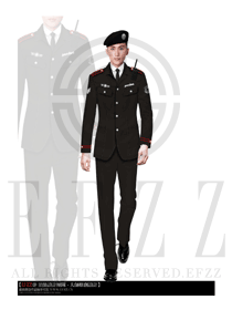 原创制服设计黑色男款猎装保安服装款式图312