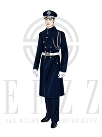 时尚藏蓝色男款冬季保安服大衣服装款式图058