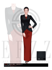 原创制服设计暗红色长裙款水疗SPA咨客迎宾服装款式图385