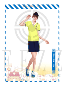 浅黄色短袖女款运动装学生服校服款式设计图025