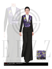 原创制服设计紫色女款西餐咨客服装款式图486