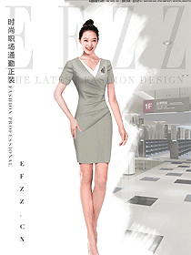 OL时尚浅灰色女职业装夏装制服设计图742